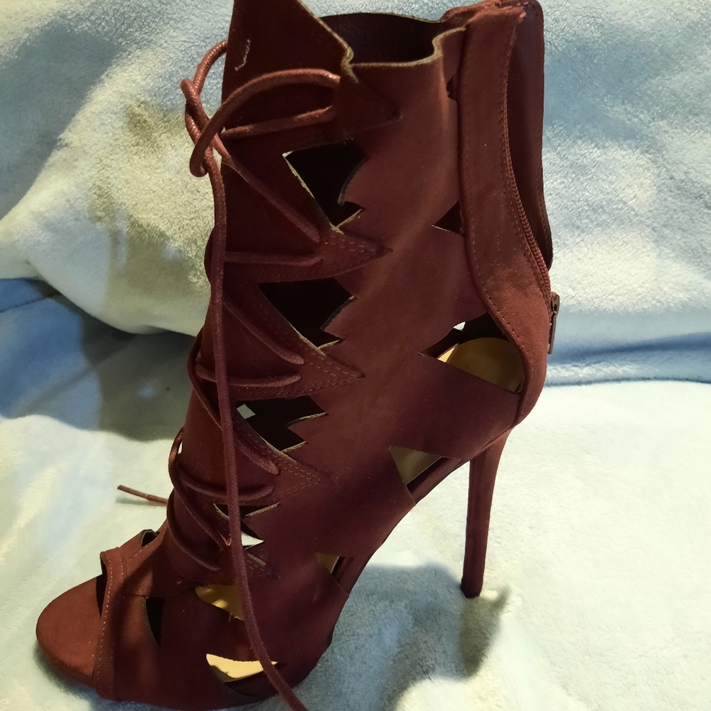 Mauve bootie style heels